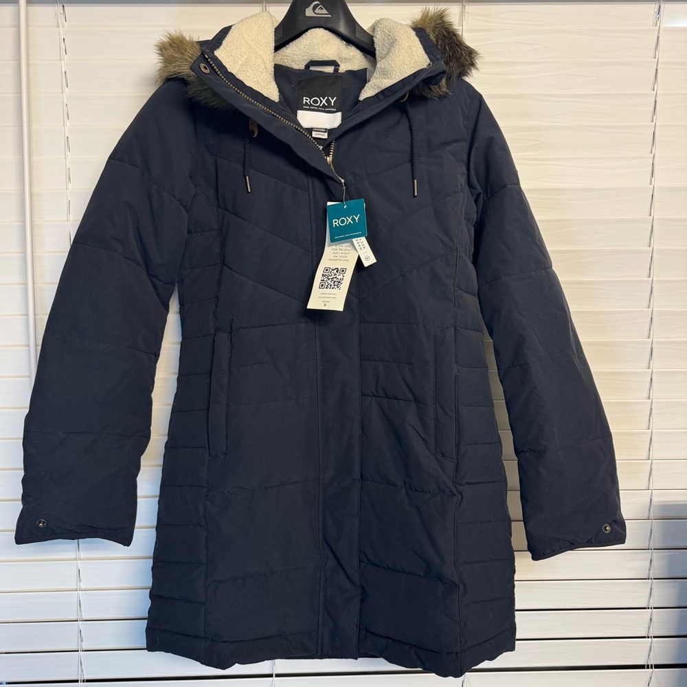 Roxy Women's Ellie Puffer Jacket with Faux Fur Trim - XS